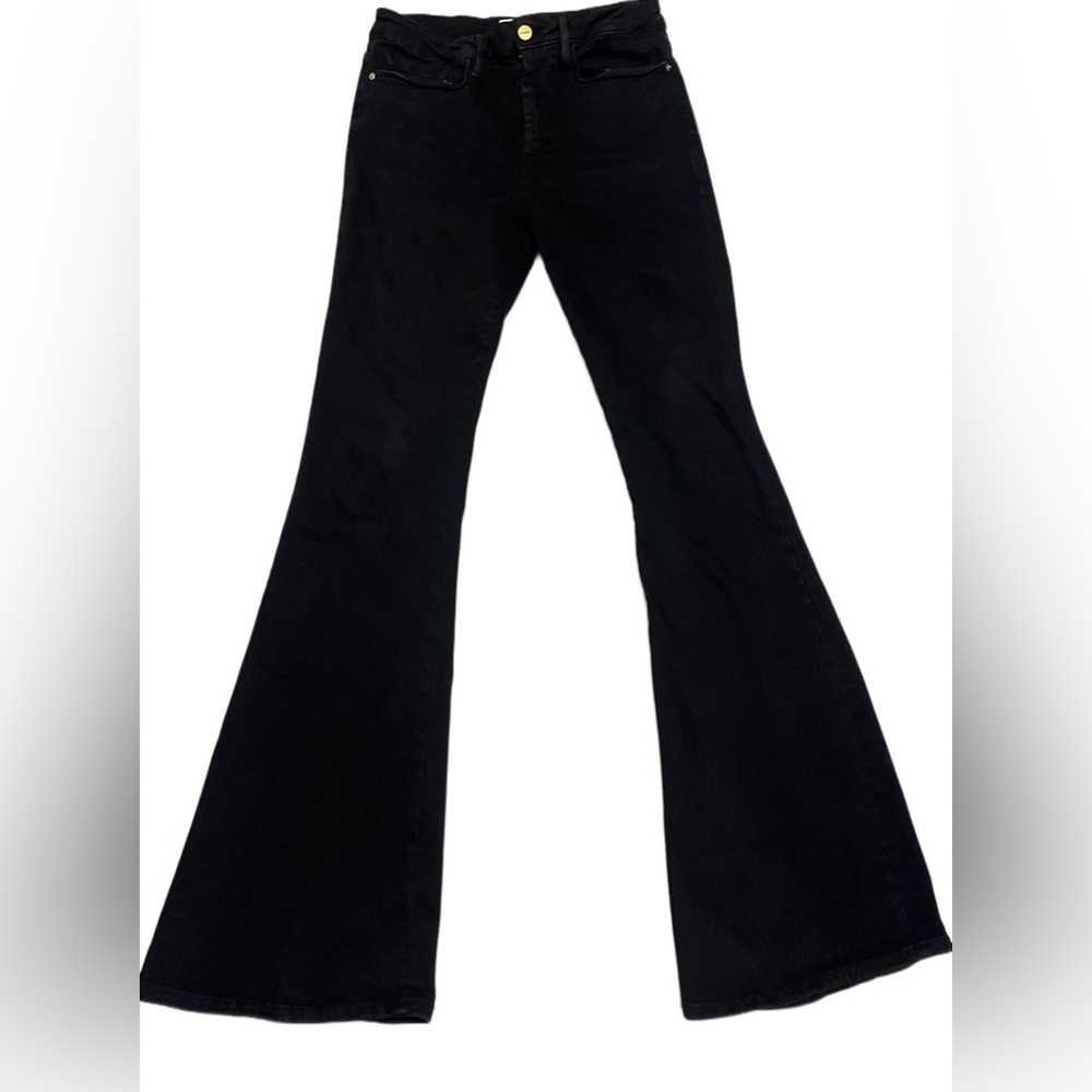 FRAME le one flare high rise jean in black size 2